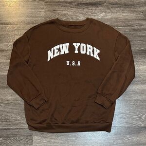 Brown New York USA Crewneck Sweater Size Small